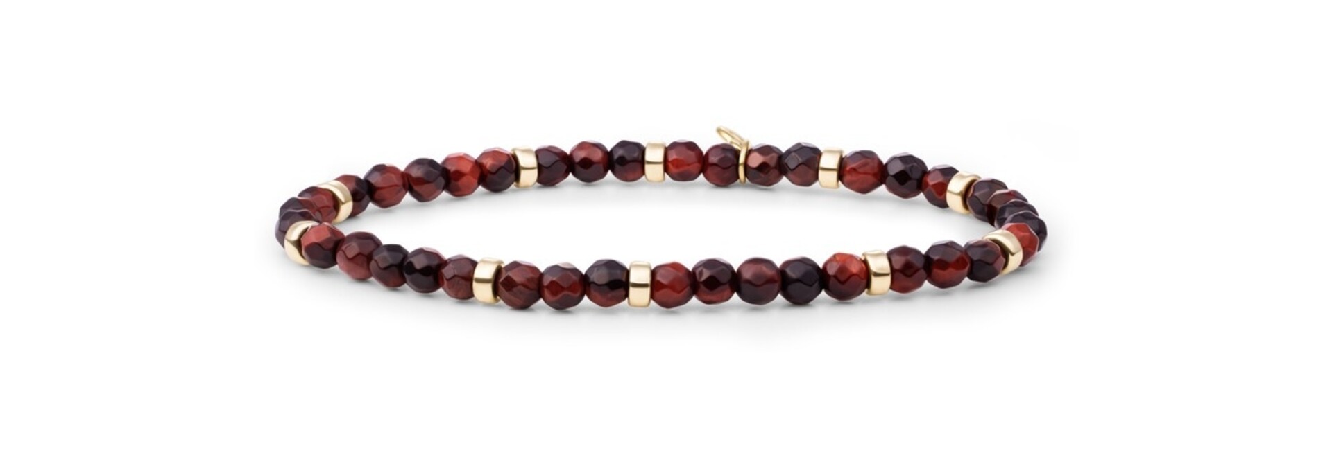 Armband Red Tiger Eye Roundel Interstellar Goudkleurig