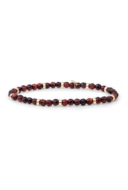 Armband Red Tiger Eye Roundel Interstellar Goudkleurig