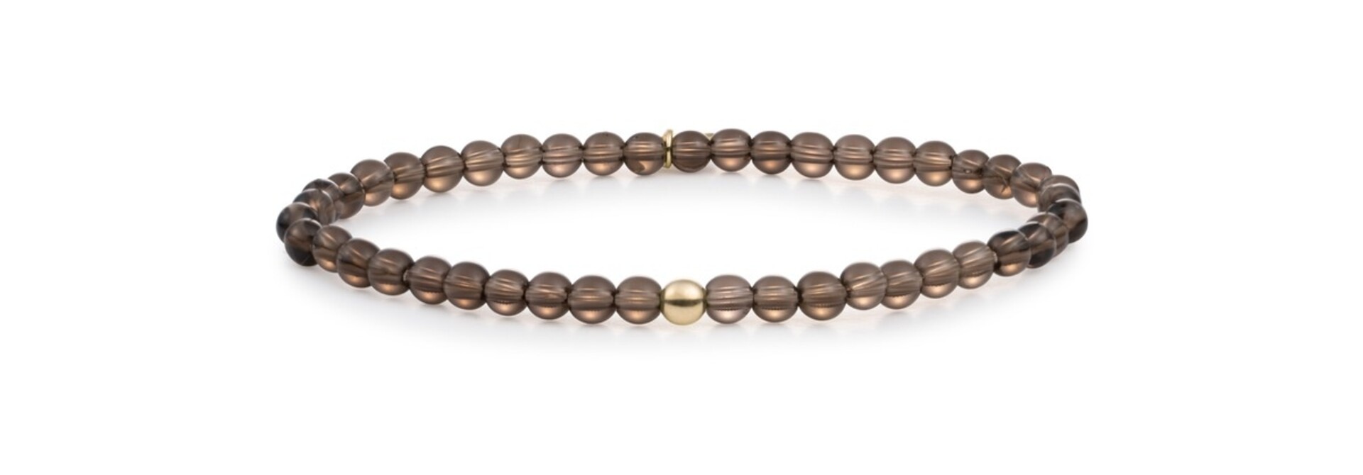 Armband Smoky Quartz Saturn small Goudkleurig - 4mm