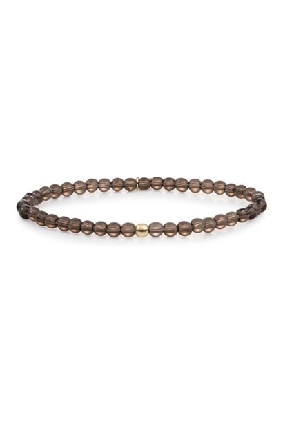 Armband Smoky Quartz Saturn small Goudkleurig - 4mm
