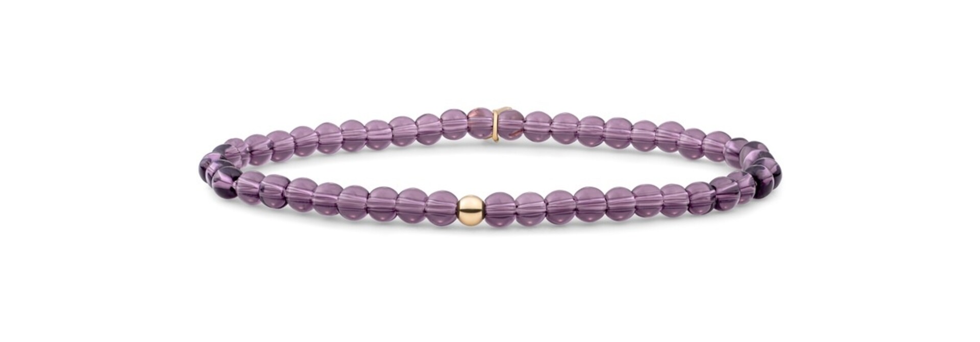 Armband Aubergine Quartz Saturn small Goudkleurig - 4mm