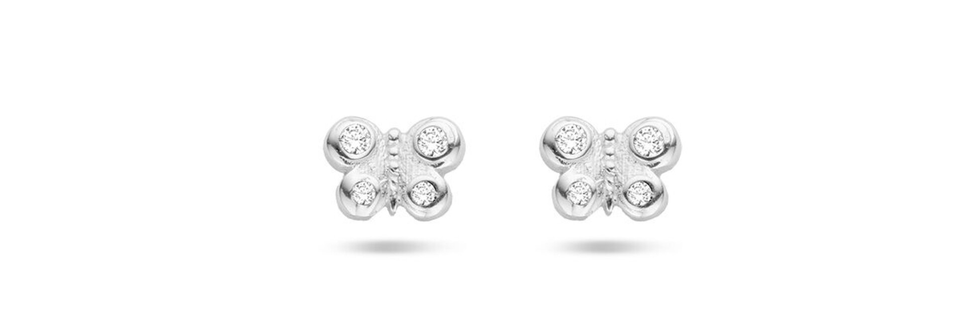 oorknoppen vlinder zirkonia zilver