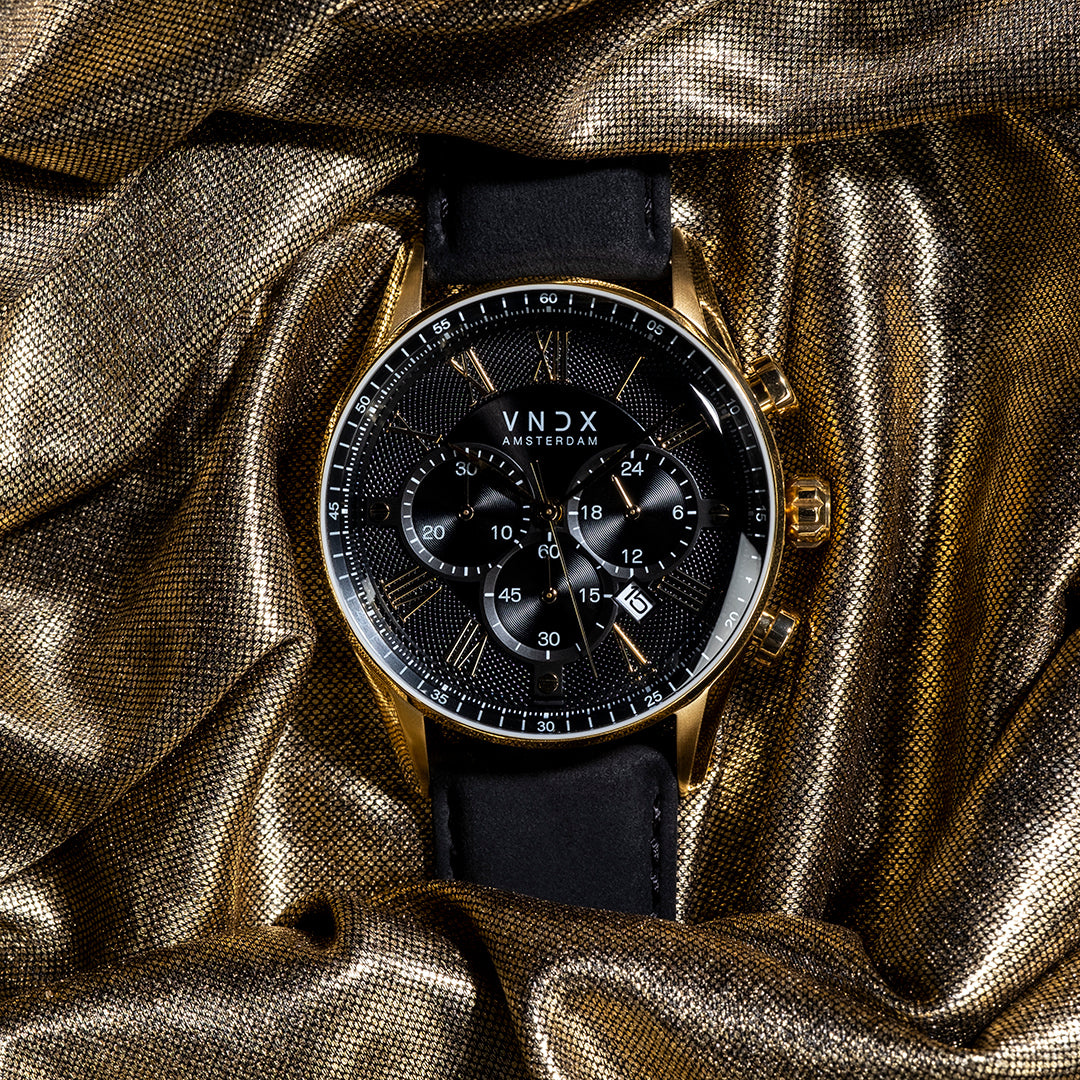 The Chief Goud Leder Zwart-3