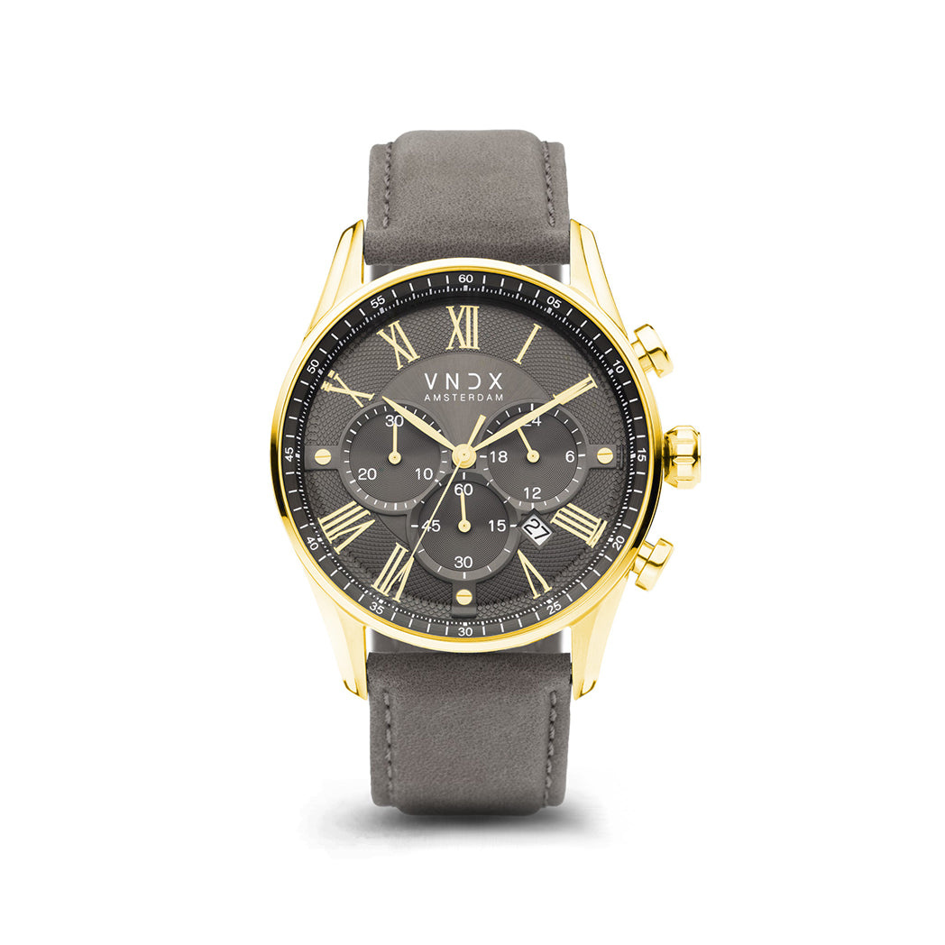 The Chief Goud Leder Grijs-1