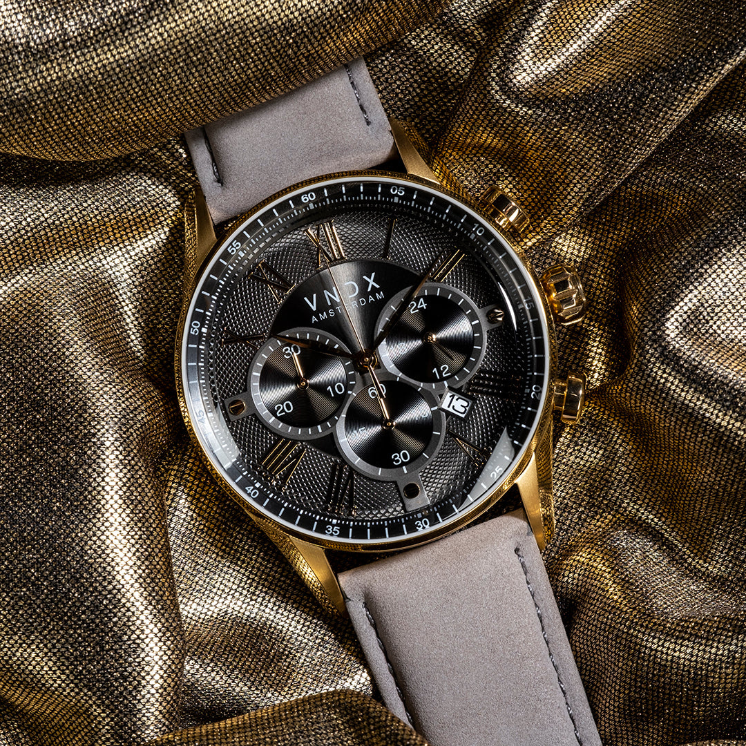 The Chief Goud Leder Grijs-4
