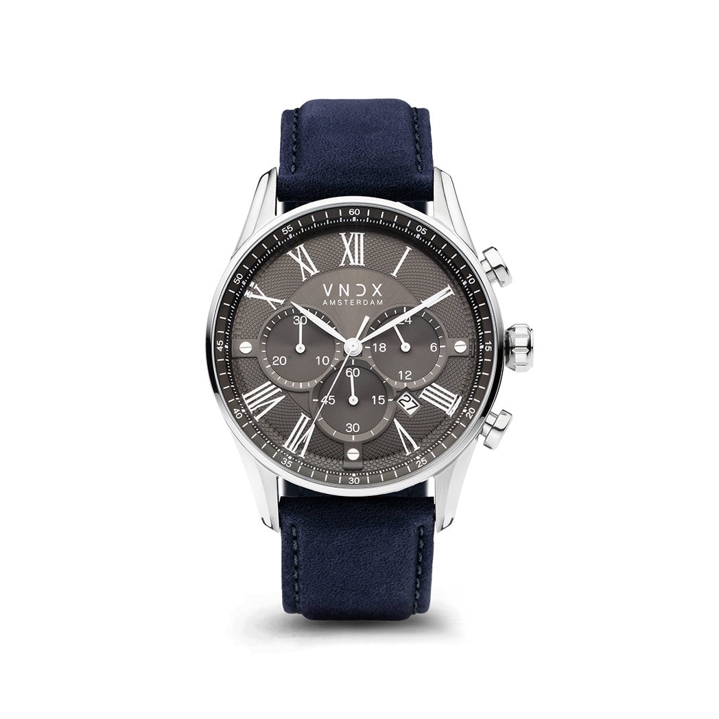 The Chief Grijs Leder Blauw-1