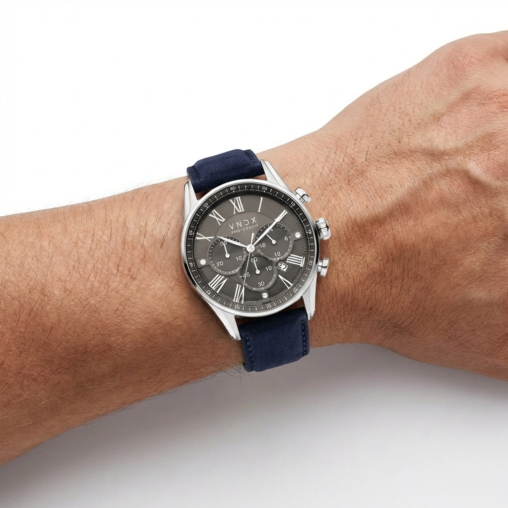 The Chief Grijs Leder Blauw-3
