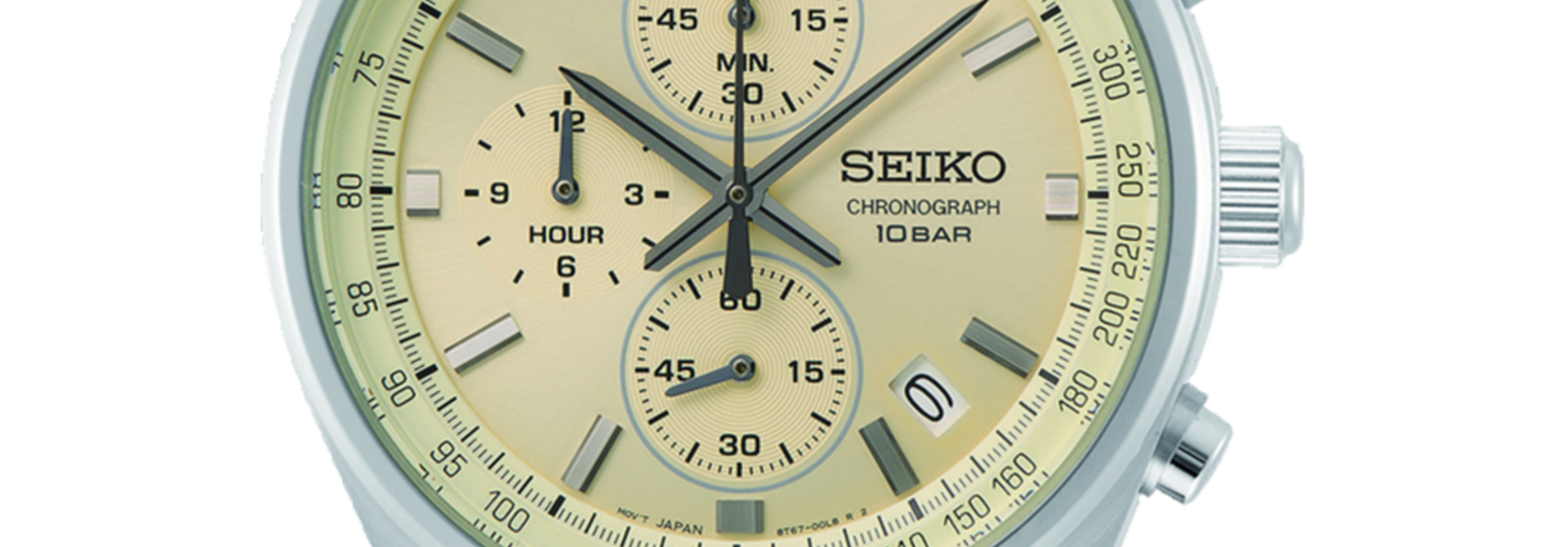 Seiko SSB383P1 herenchronograaf crème leren band 41,5 mm