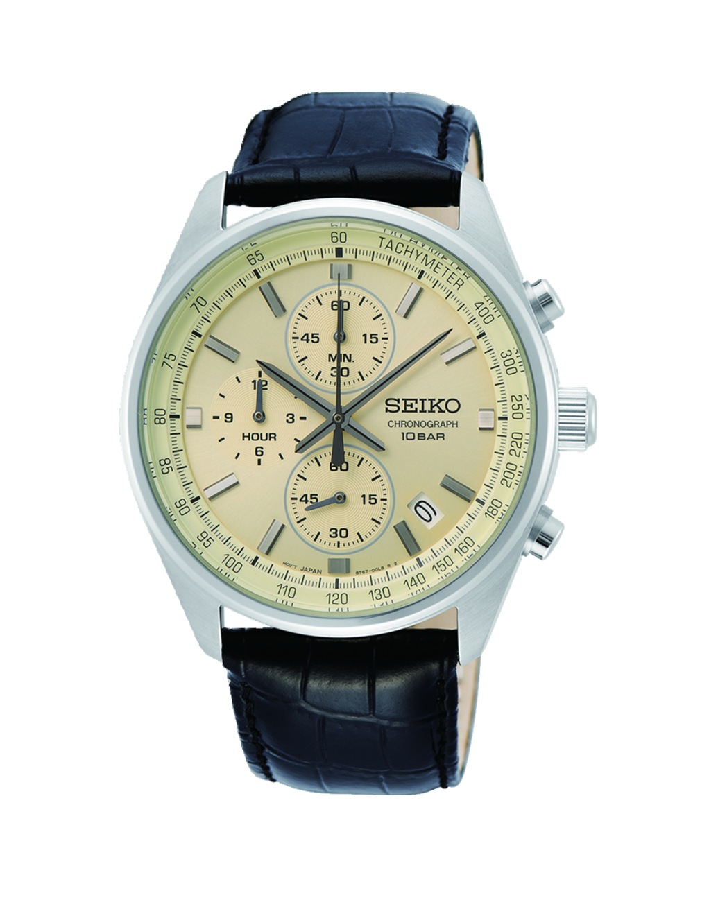 Seiko SSB383P1 herenchronograaf crème leren band 41,5 mm-1