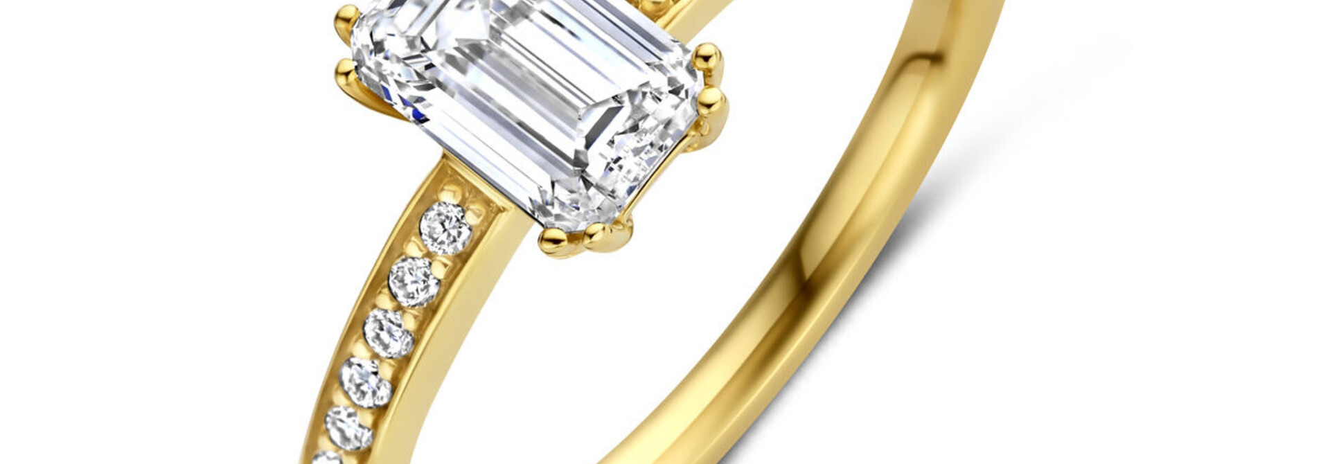 Ring met labgrown diamant baquette en briljant