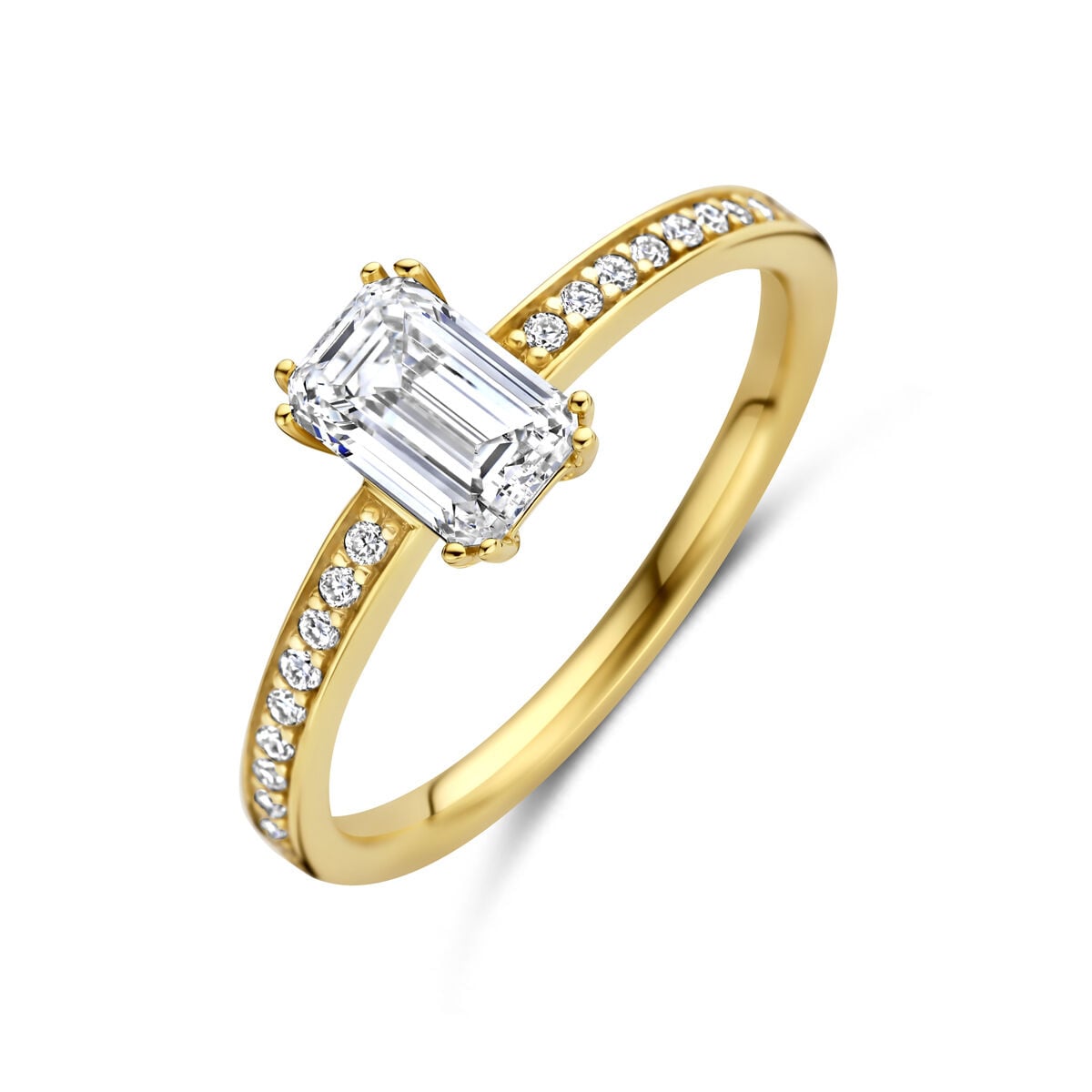 Ring met labgrown diamant baquette en briljant-1