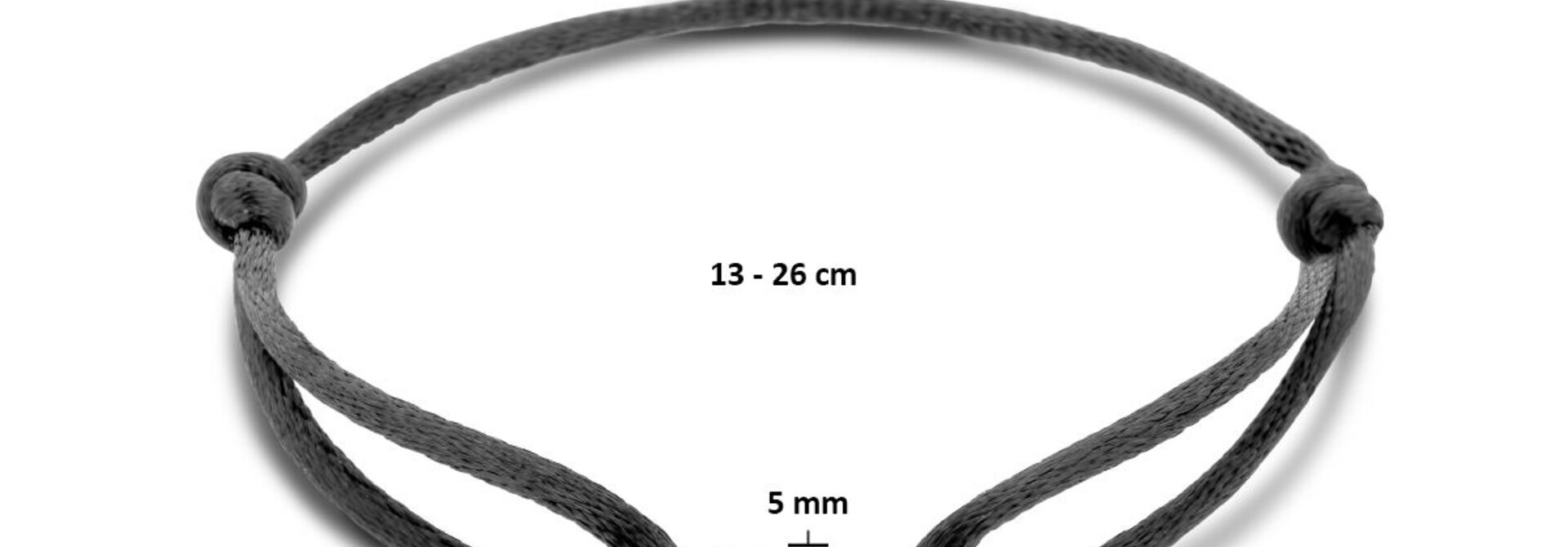 Armband met satijn koord en 4 cuban schakels