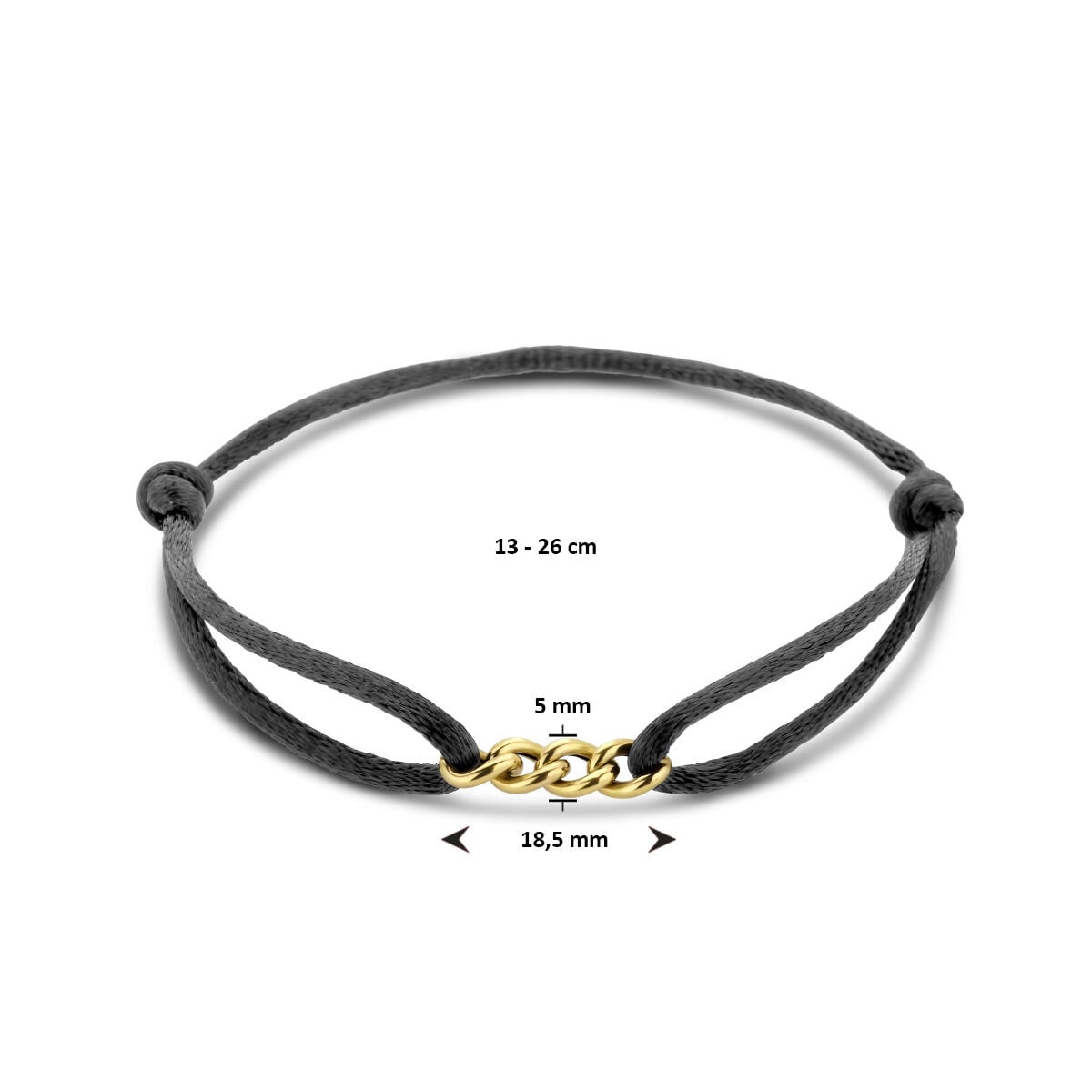 Armband met satijn koord en 4 cuban schakels-1