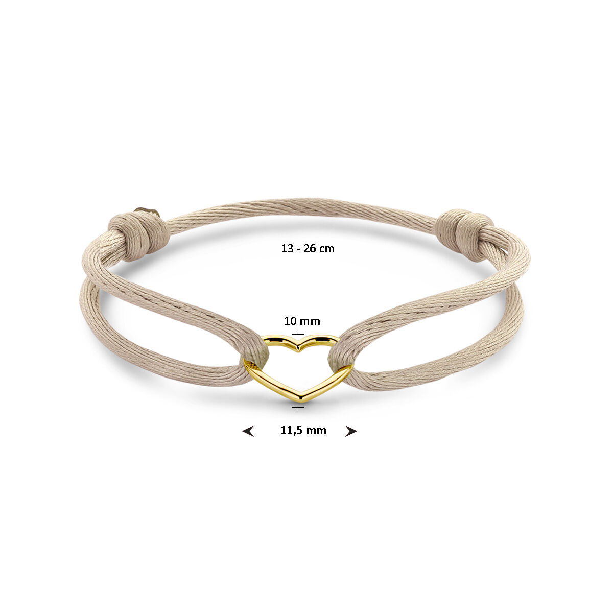 Armband met satijn koord en 4 cuban schakels-5