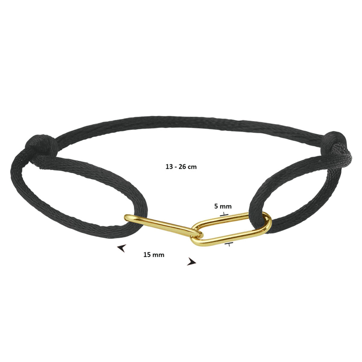 Armband met satijn koord en 4 cuban schakels-3