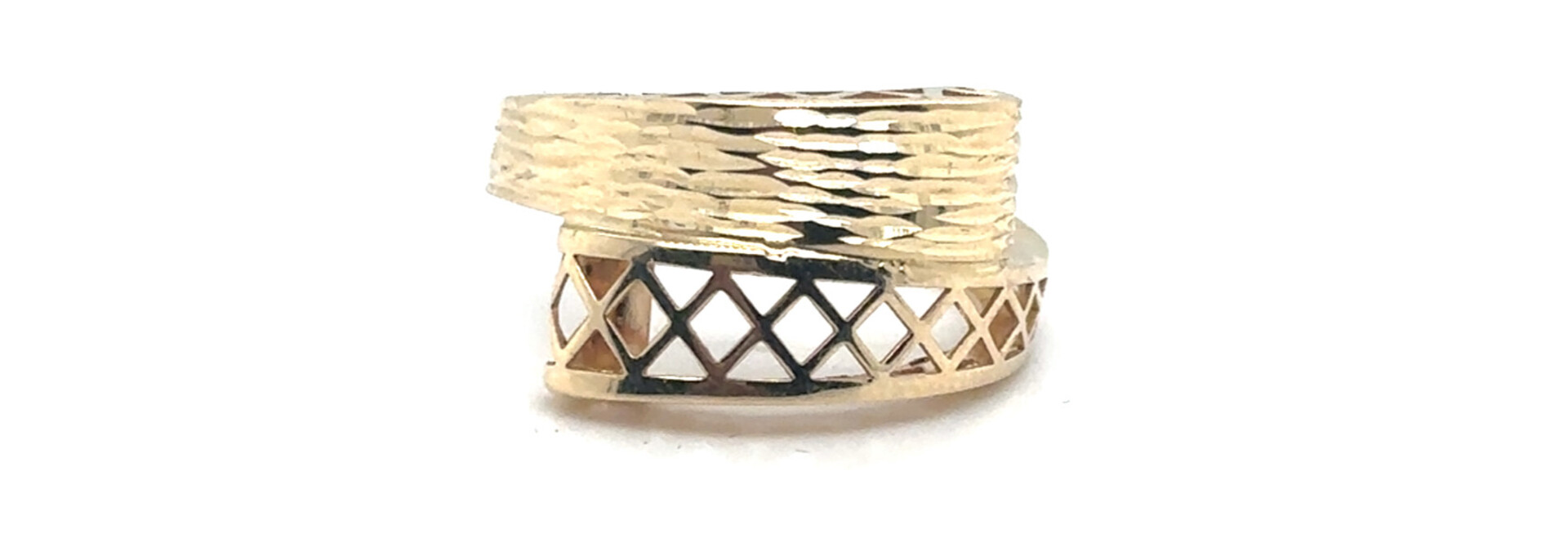 Ring band opengewerkt ruitpatroon/streep reliëf