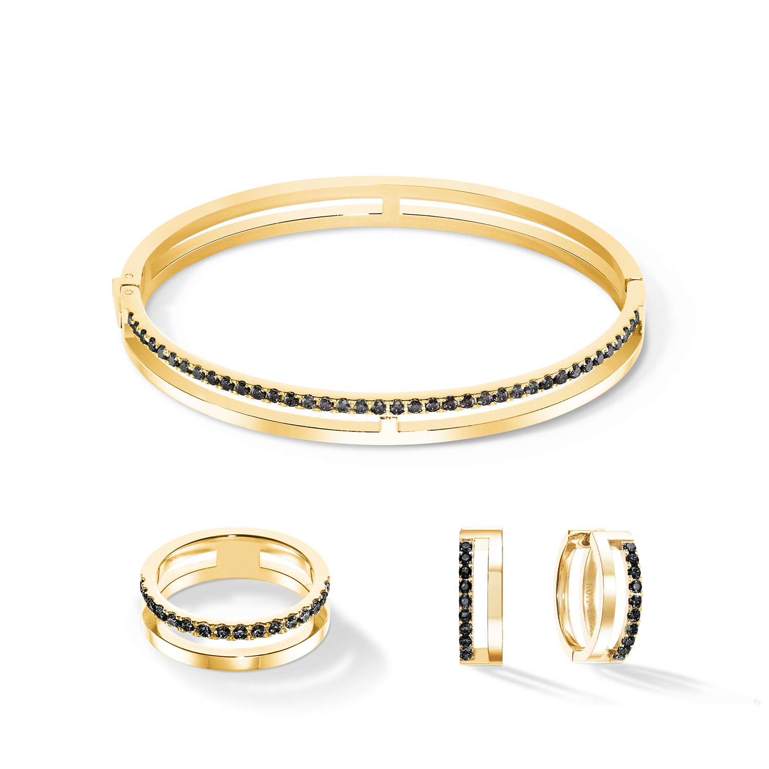 Oorbellen Eternal Unity Zwart-goudkleurig-3