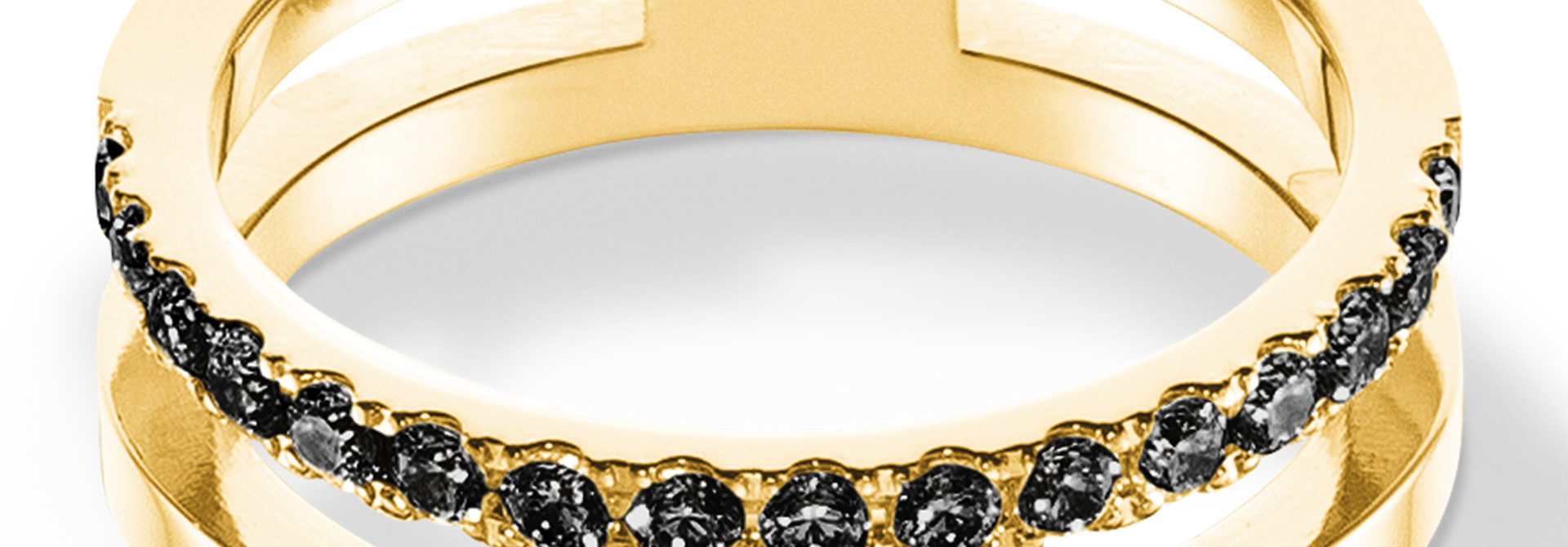 Ring Eternal Unity Zwart-goudkleurig