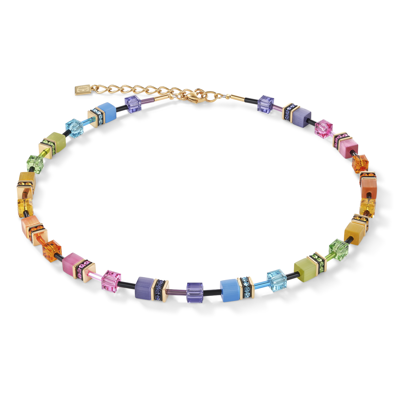 Collier GeoCUBE® Iconic Rainbow-goudkleurig-1