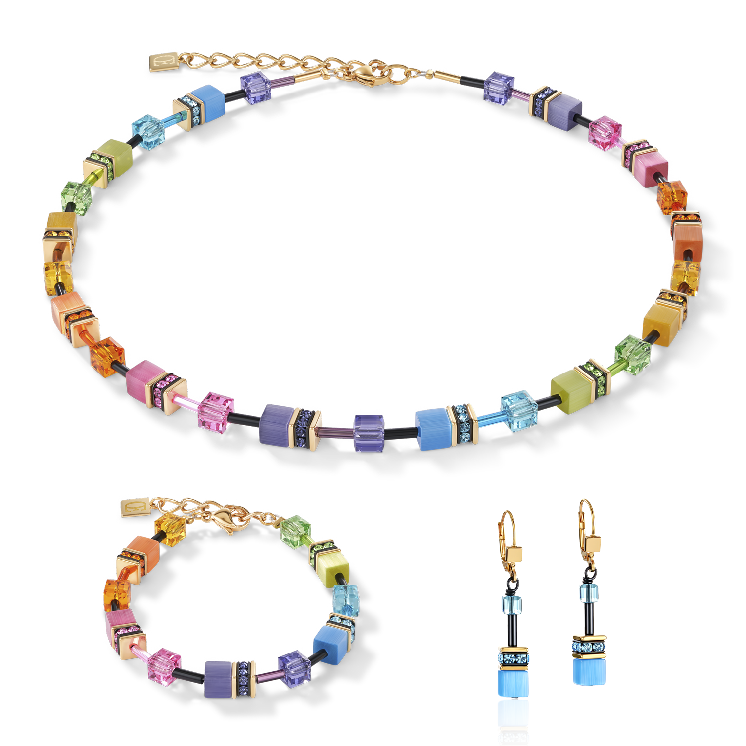 Collier GeoCUBE® Iconic Rainbow-goudkleurig-3