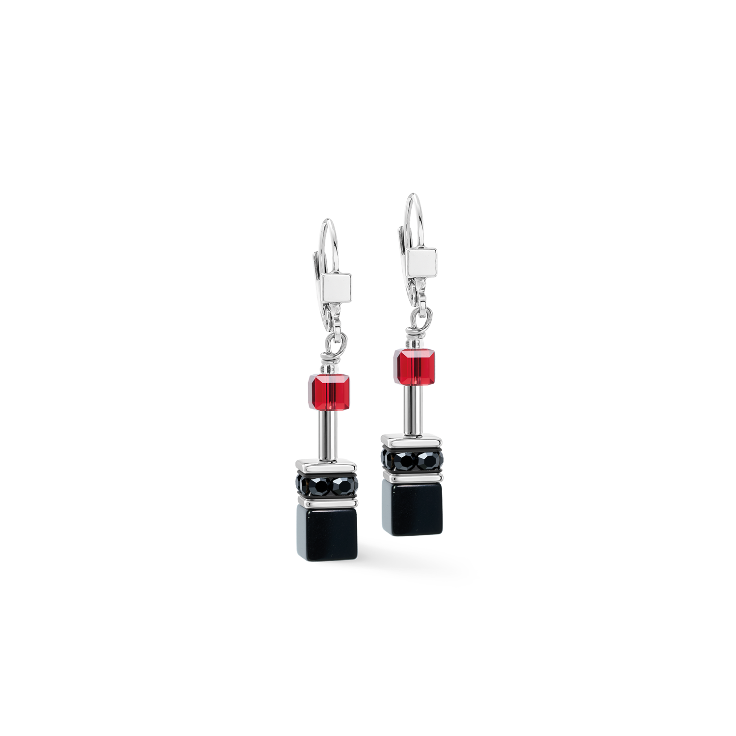 Oorhangers GeoCUBE® Iconic Rood-zwart-1