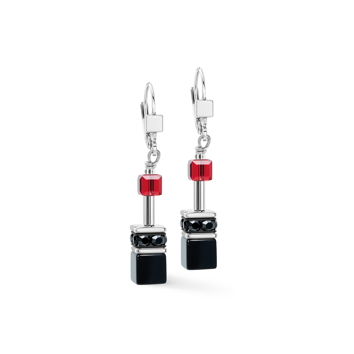 Oorhangers GeoCUBE® Iconic Rood-zwart-2