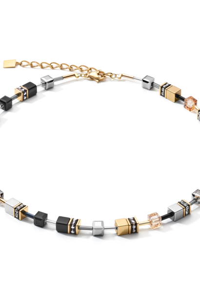 Collier GeoCUBE® Grijs-goudkleurig