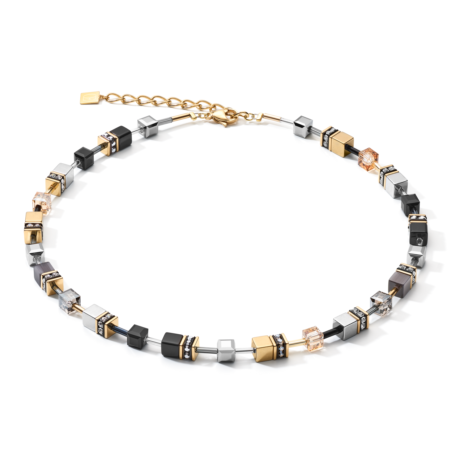 Collier GeoCUBE® Grijs-goudkleurig-1
