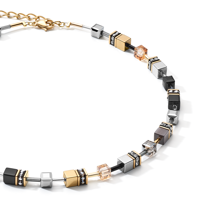 Collier GeoCUBE® Grijs-goudkleurig-2