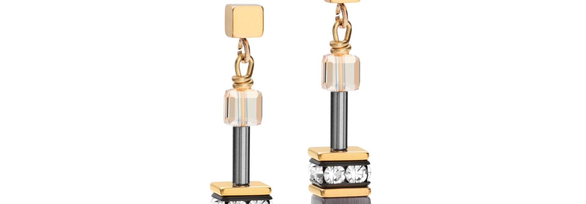 Oorbellen GeoCUBE® Grijs-goudkleurig