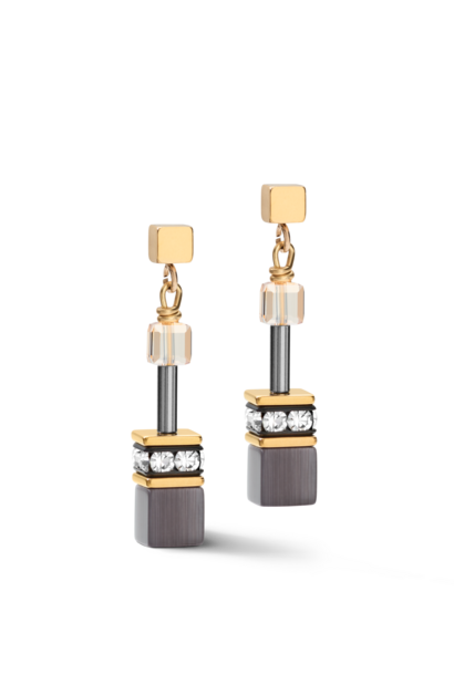 Oorbellen GeoCUBE® Grijs-goudkleurig