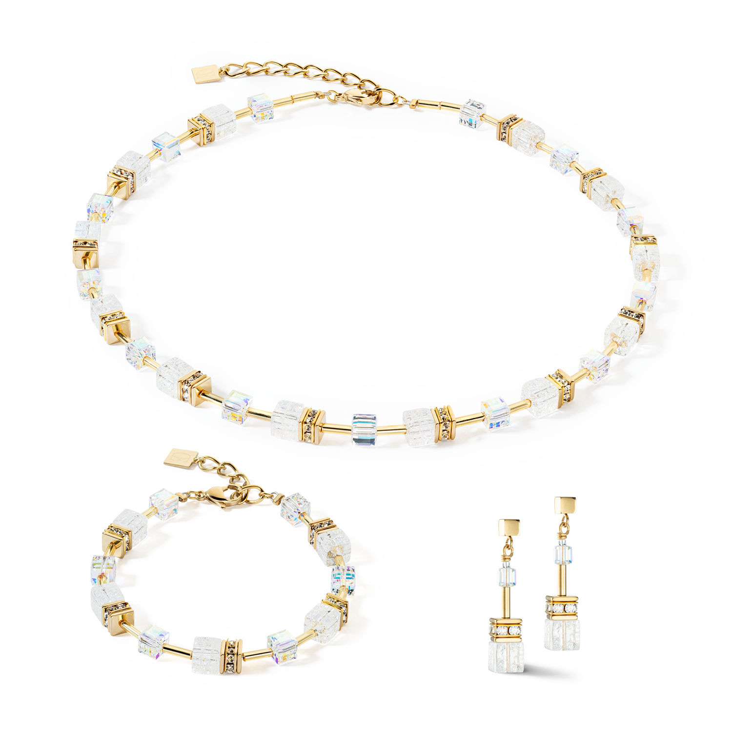 Collier GeoCUBE® Iconic Nature Wit-goudkleurig-3