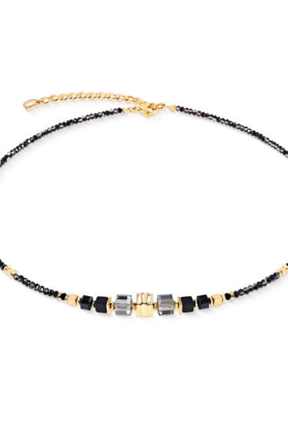 Collier Wave Cube Flow Zwart-goudkleurig