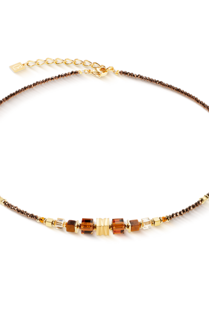Collier Wave Cube Flow Bruin-goudkleurig