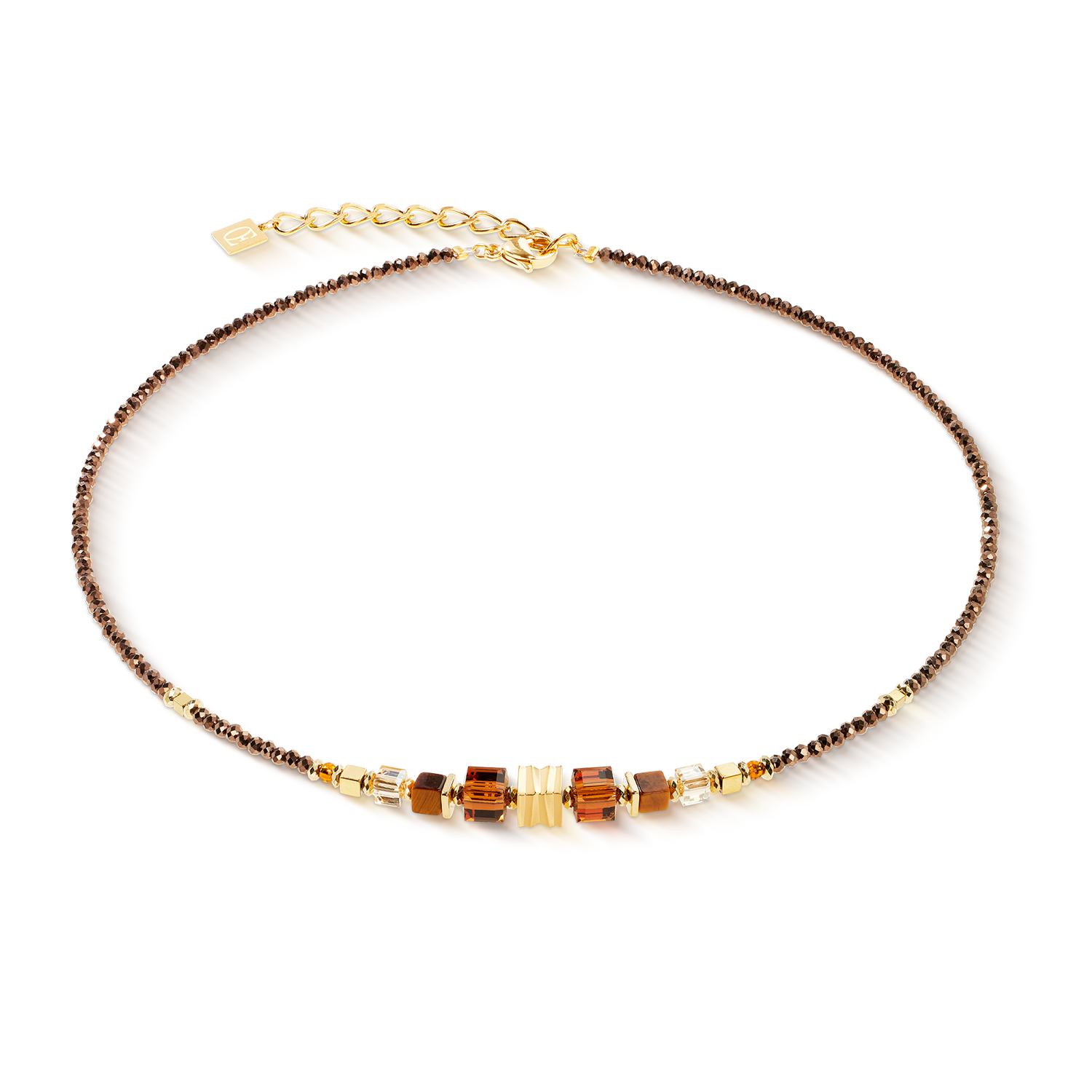 Collier Wave Cube Flow Bruin-goudkleurig-1