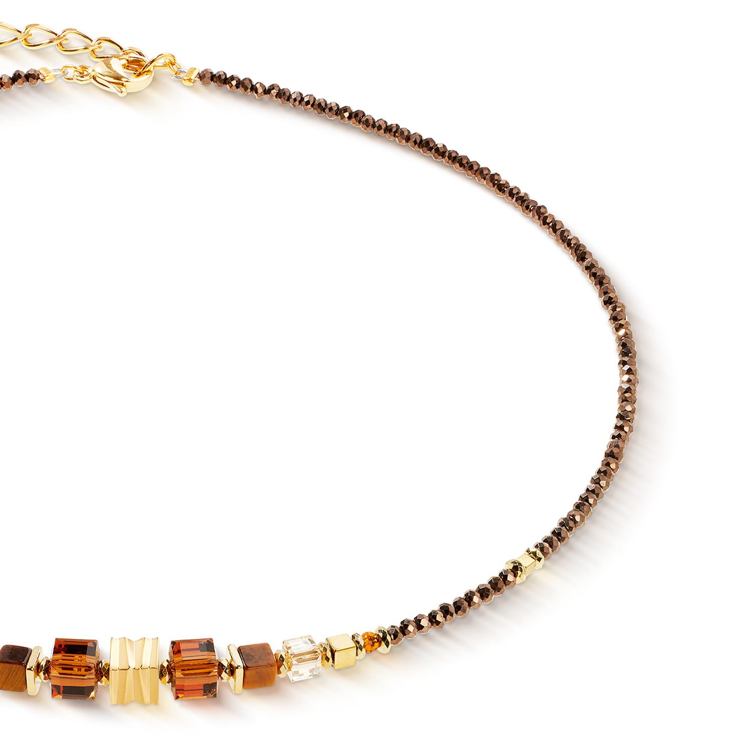 Collier Wave Cube Flow Bruin-goudkleurig-2