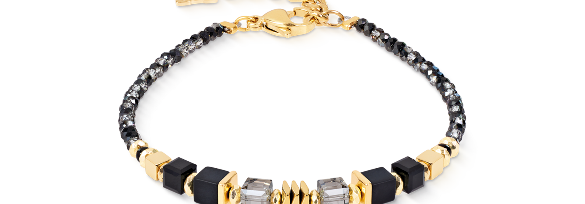 Armband Wave Cube Flow Zwart-goudkleurig