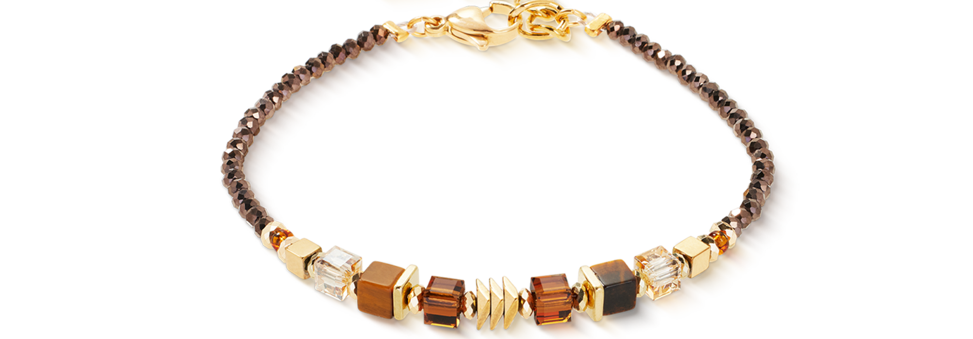 Armband Wave Cube Flow Bruin-goudkleurig