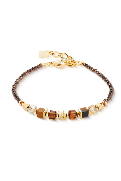 Armband Wave Cube Flow Bruin-goudkleurig