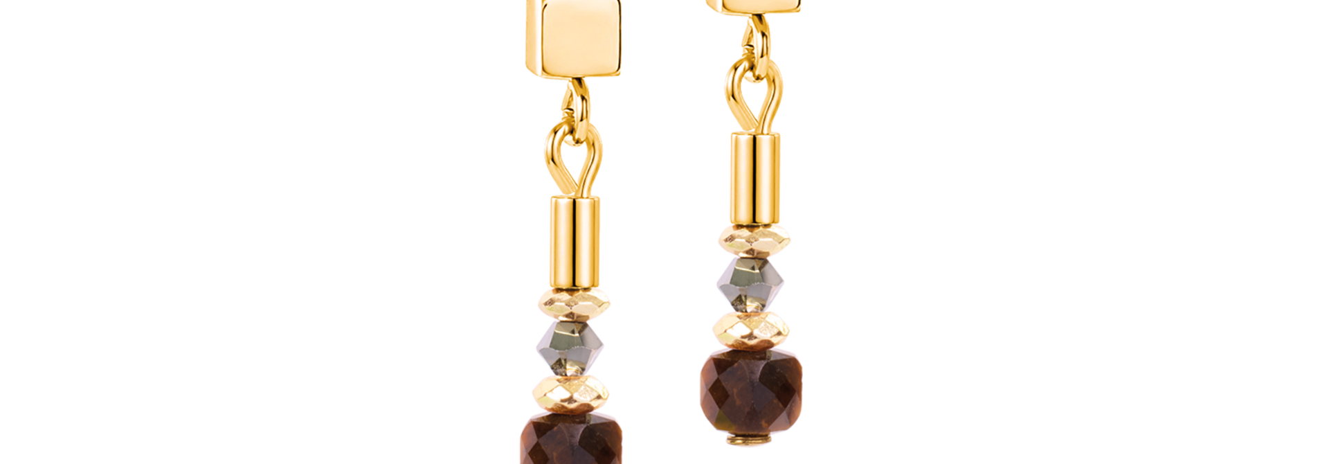 Oorbellen Cube Balance Golden Hazel Bruin-goudkleurig