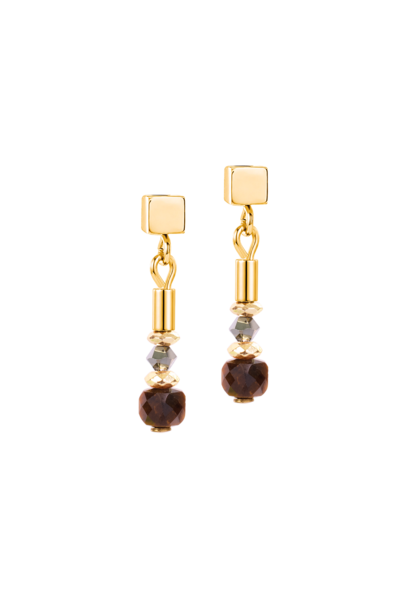 Oorbellen Cube Balance Golden Hazel Bruin-goudkleurig