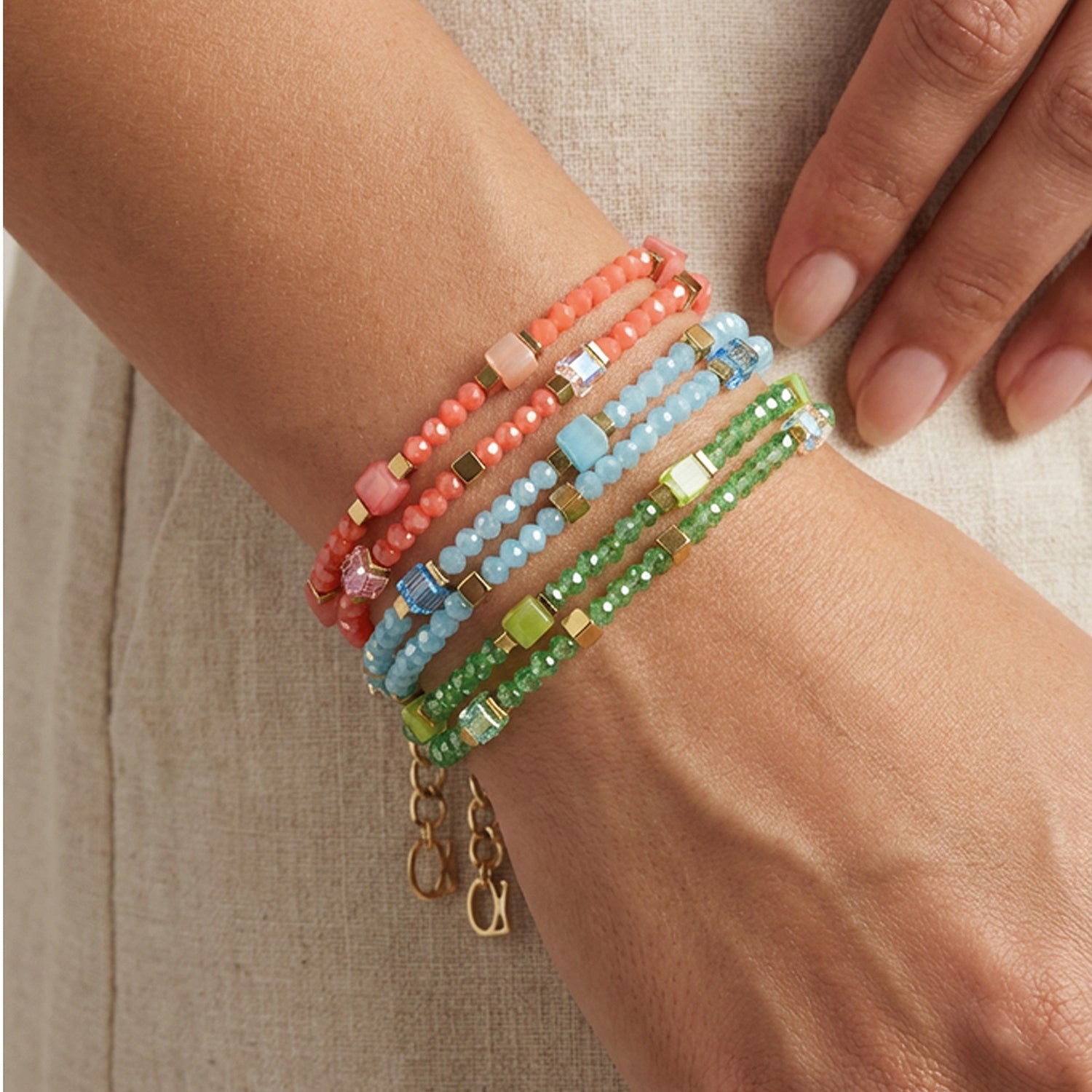 Armband Joyful Colours Flex Groen-goudkleurig-3