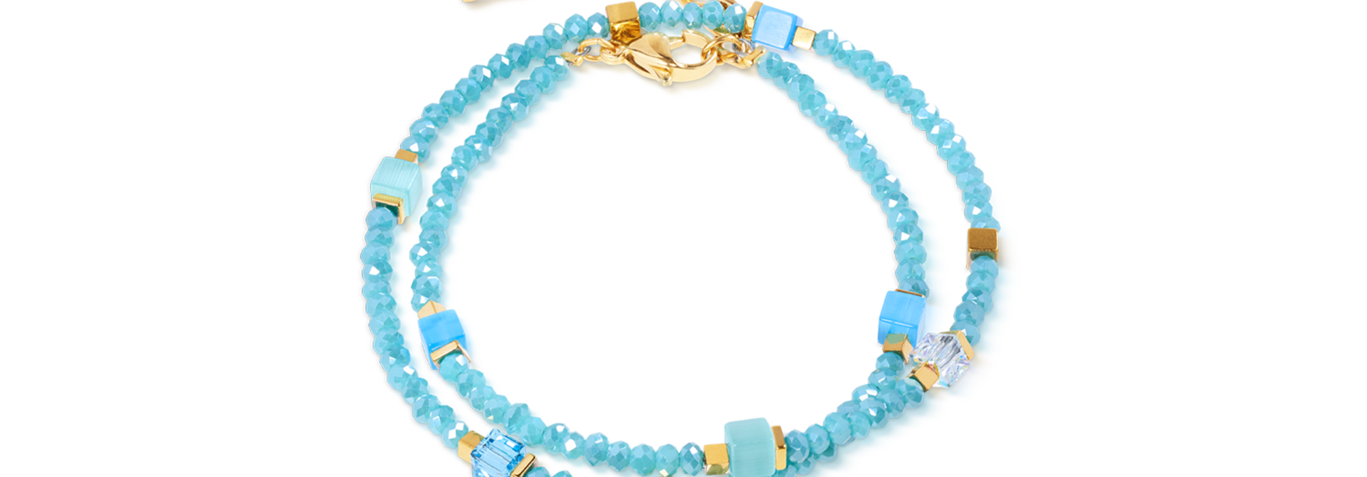 Armband Joyful Colours Flex Turquoise-goudkleurig