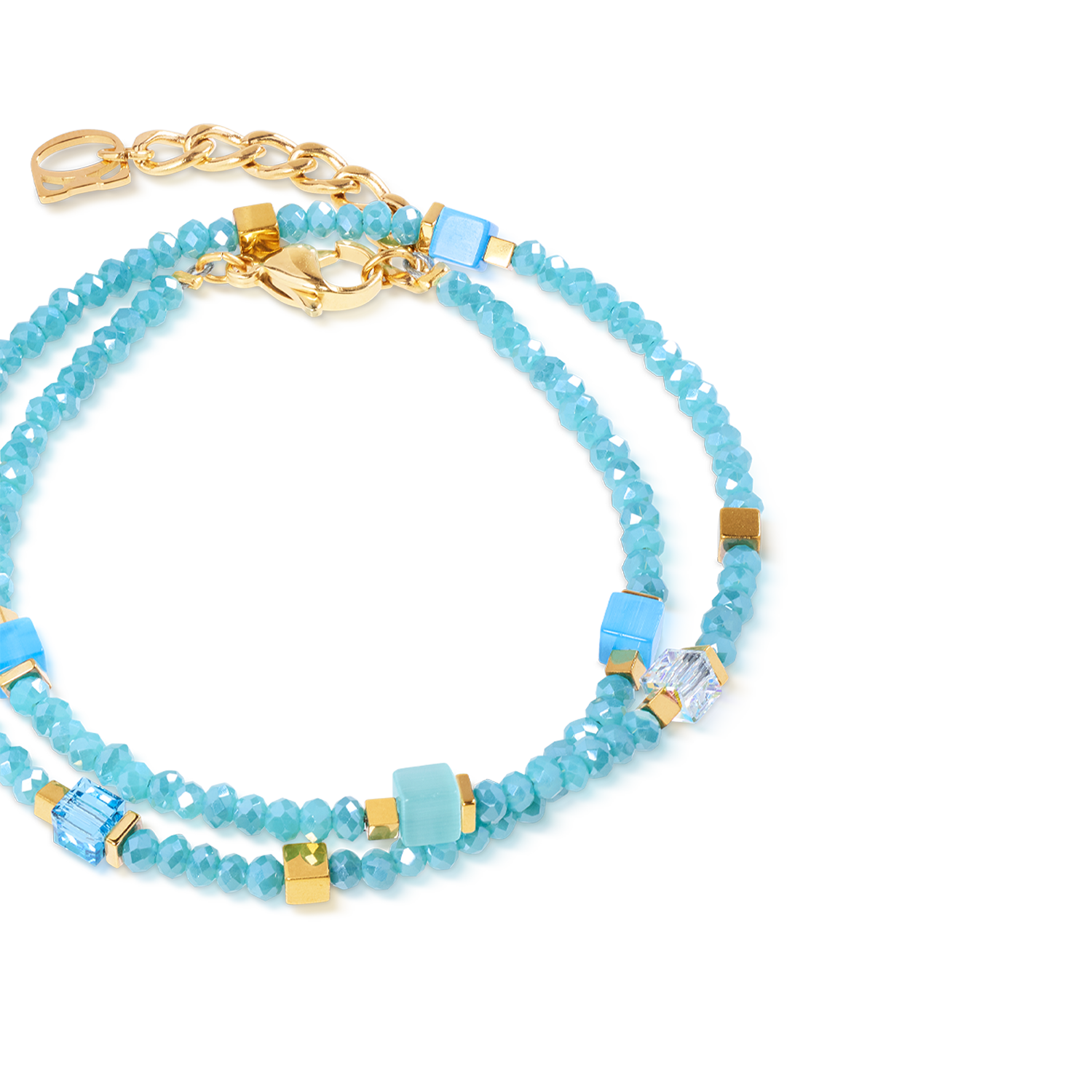 Armband Joyful Colours Flex Turquoise-goudkleurig-2