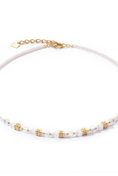 Collier Mini Cubes Wit-goudkleurig