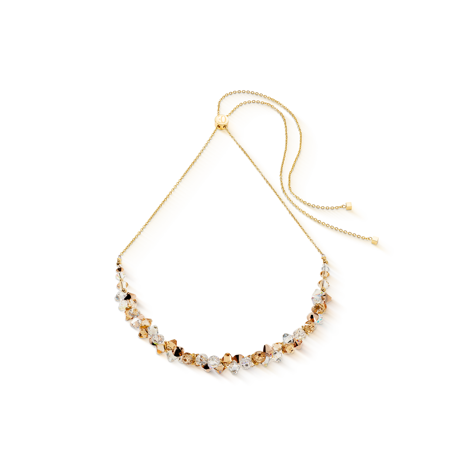 Collier Dancing Crystals Beige-goudkleurig-1