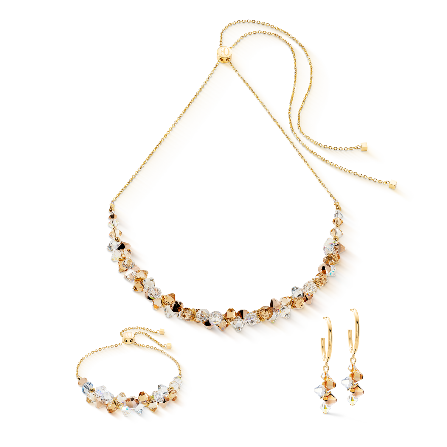 Collier Dancing Crystals Beige-goudkleurig-3