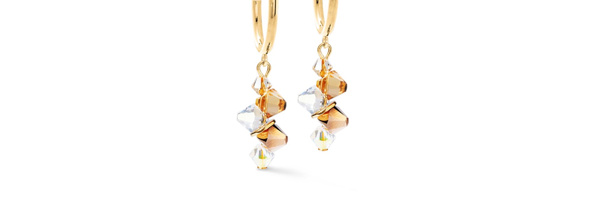 Oorbellen Dancing Crystals Beige-goudkleurig