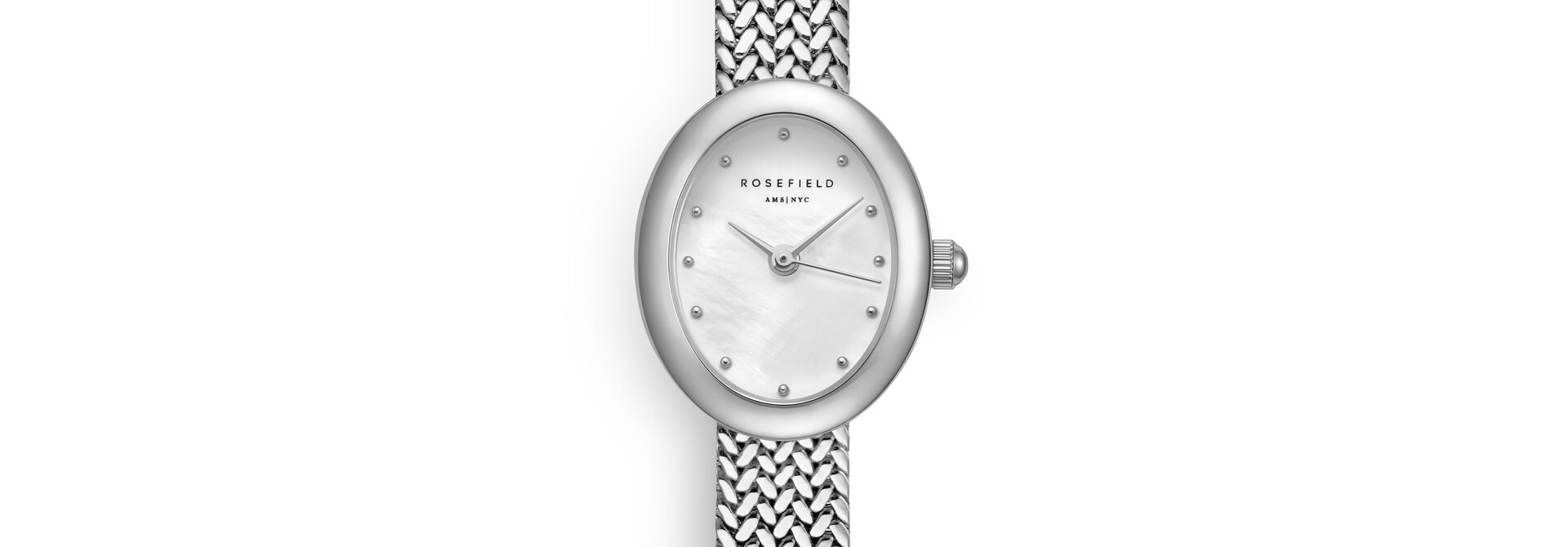 Rosefield Mini Oval horloge zilverkleurig MWSMS-M05