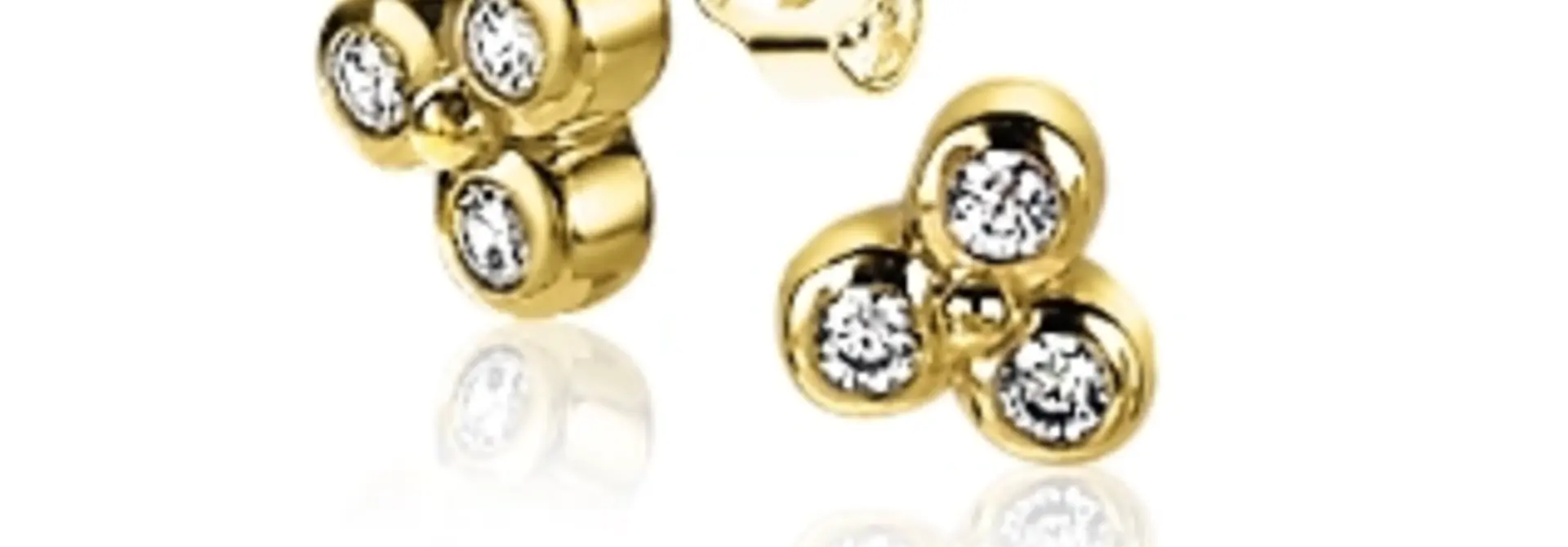 ZINZI vergulde zilveren oorknopjes 3 zirkonia’s 4 mm
